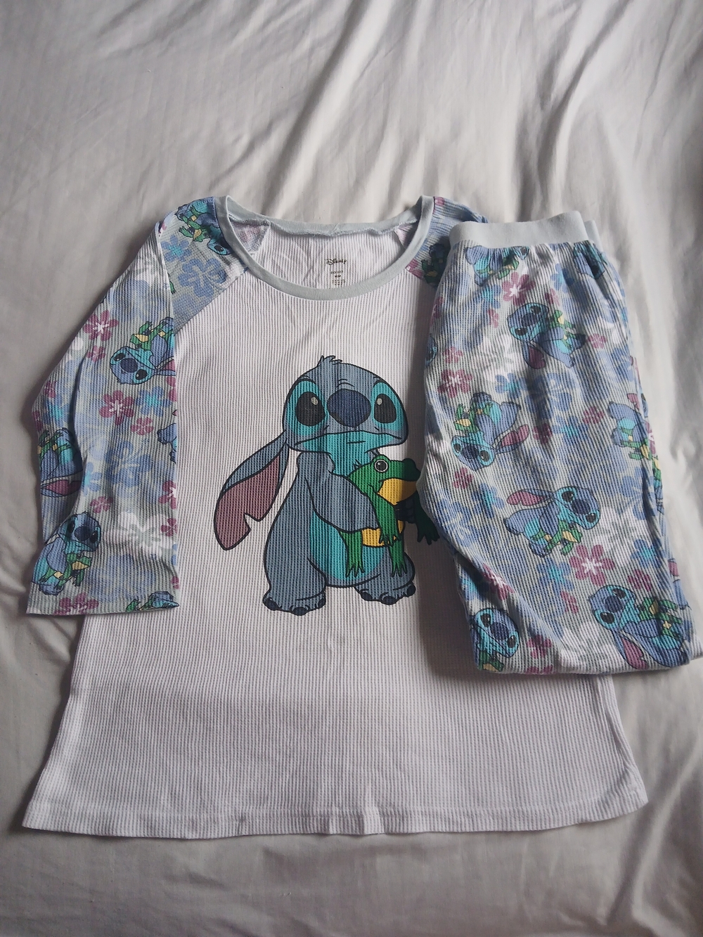 Disney Girls Stitch Pajama Set in Light Blue and White